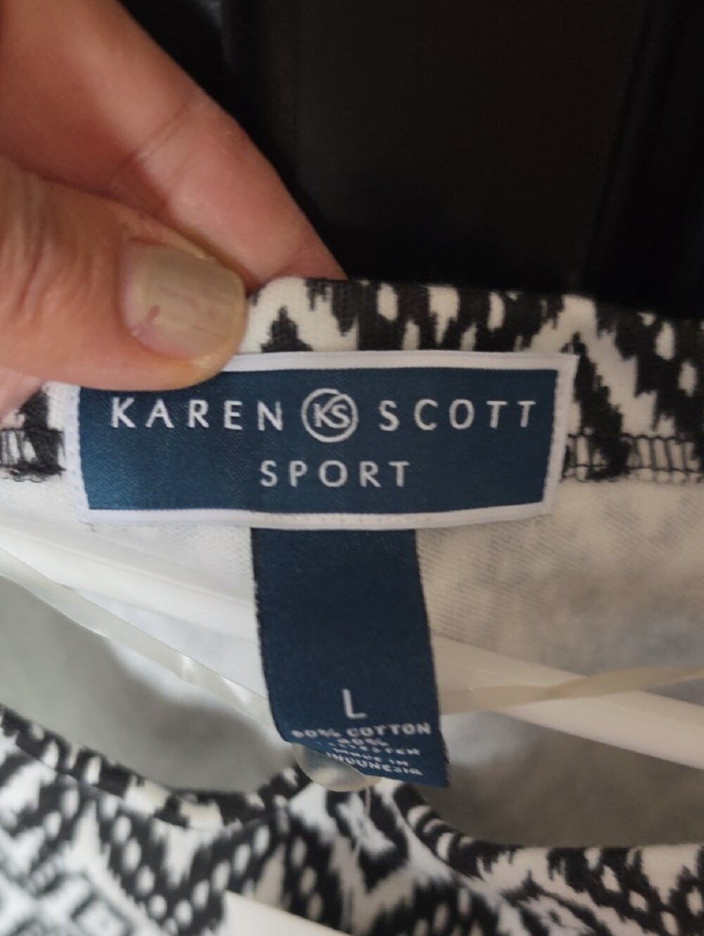 Karen Scott Black & White Diamond Geo Shift Dress - Picture 4 of 6